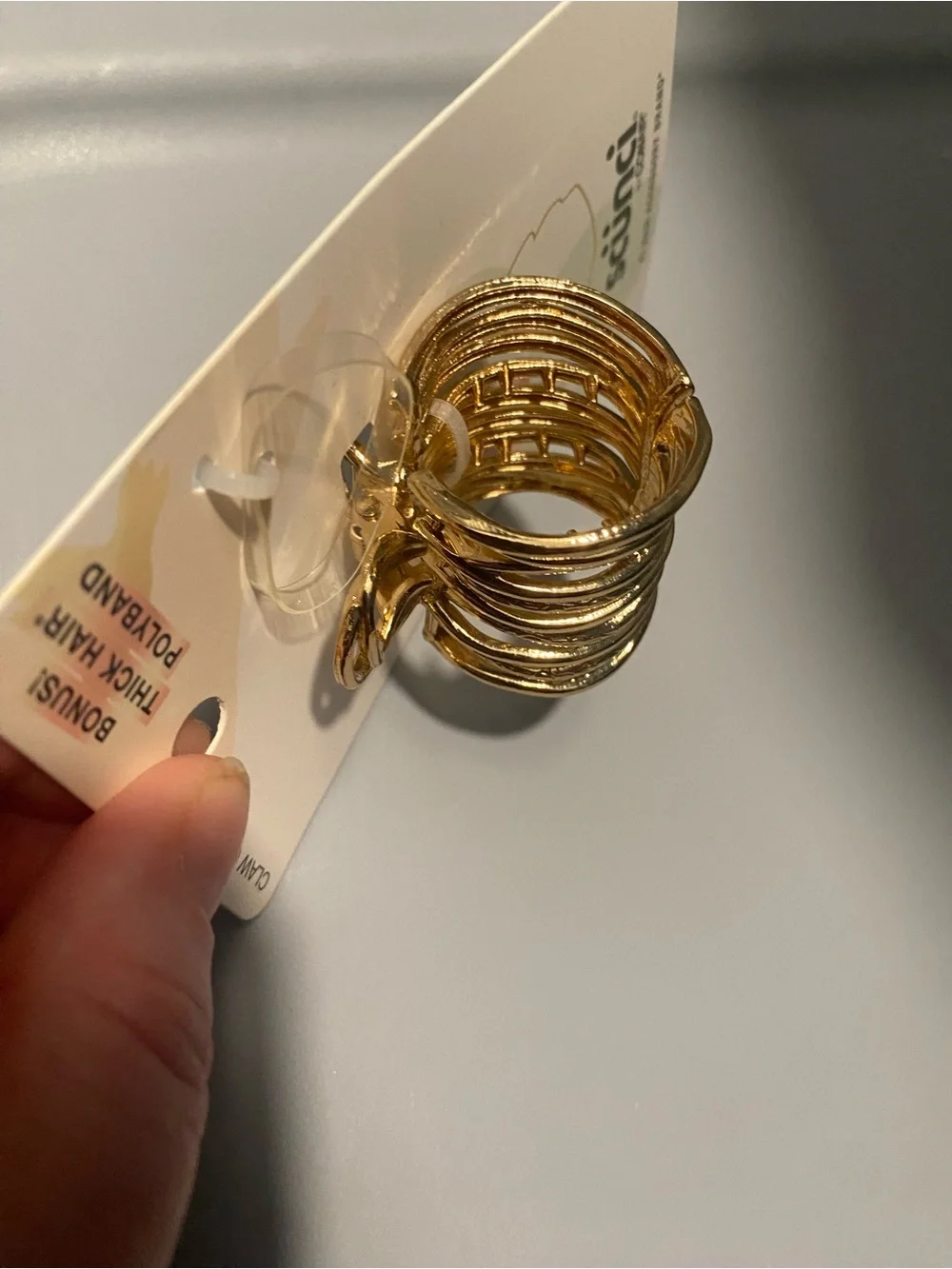 scunci Metallic Gold festive Spiral Claw Hair Clip with Bonus Polyband NEW!
